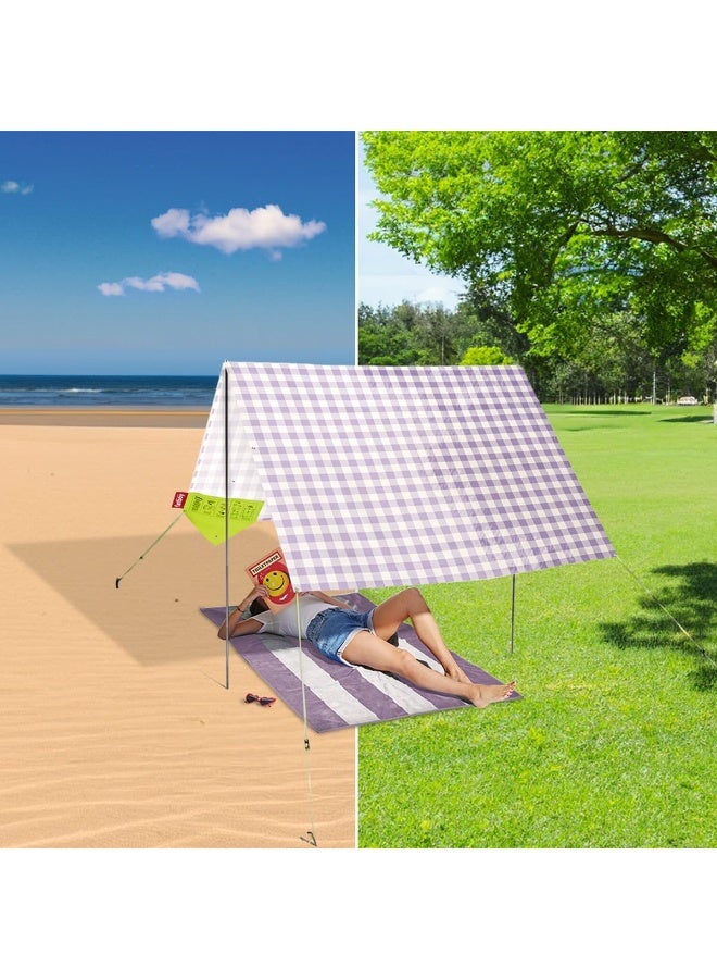 Fatboy Miasun Beach Tent |3 m² of shade | Fits 2 adults and 2 kids | cotton fabric with aluminum poles and ground pegs | Lightweight and compact | 330x190x140 cm - Vichy - Image 3